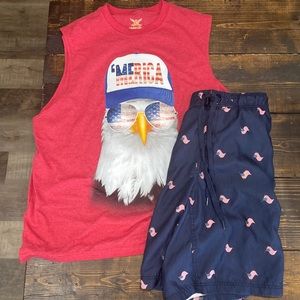 America Summer Combo: Swim Trunks and Sleeveless shirt 🇺🇸🇺🇸🇺🇸